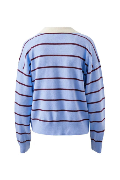Jessa Rugby Knit - Sky Blue Stripe